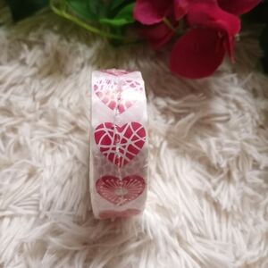 Heart Patterned Pink and White Stickers